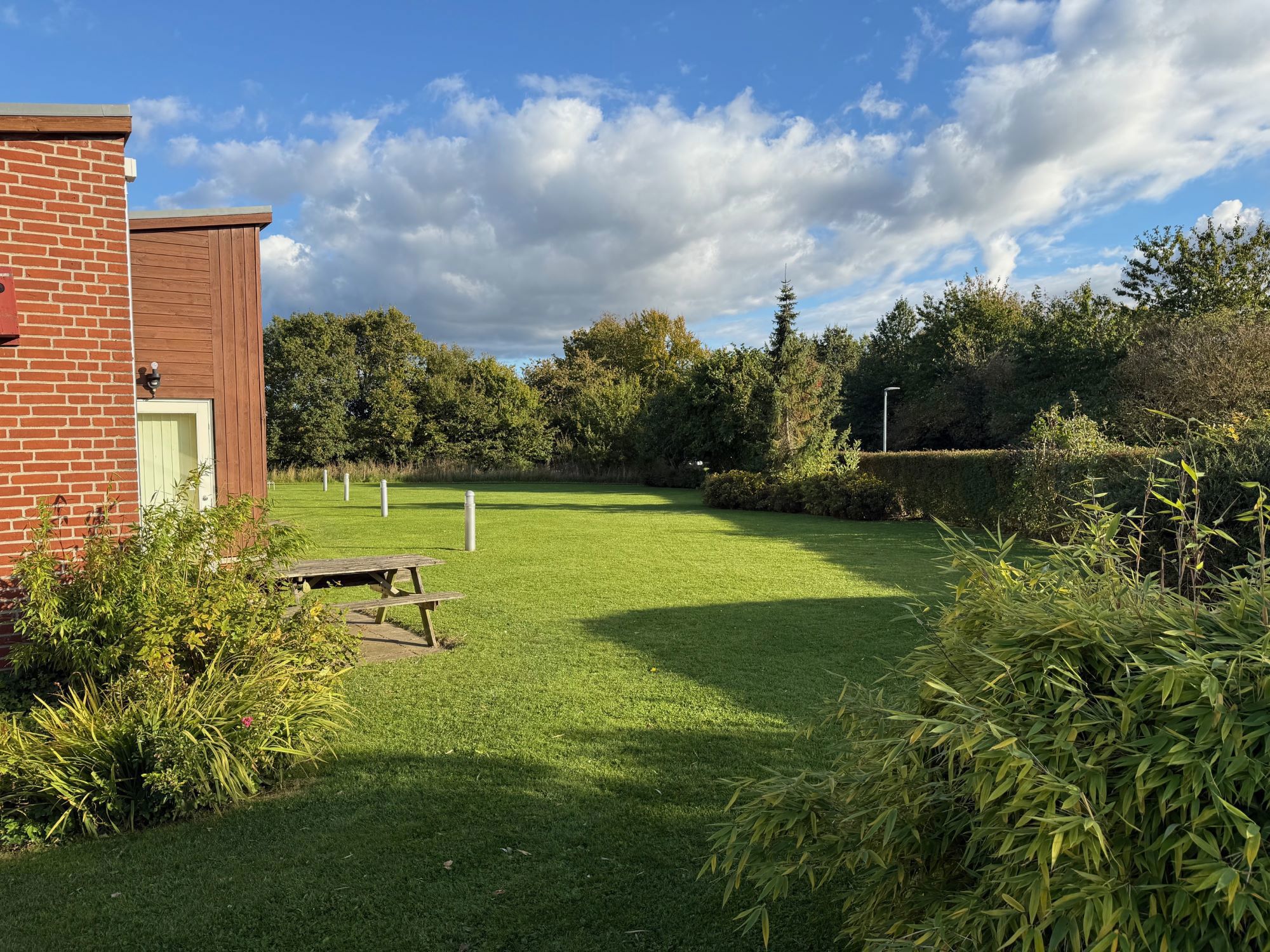 Grøn græsplæne ved Rebildparken