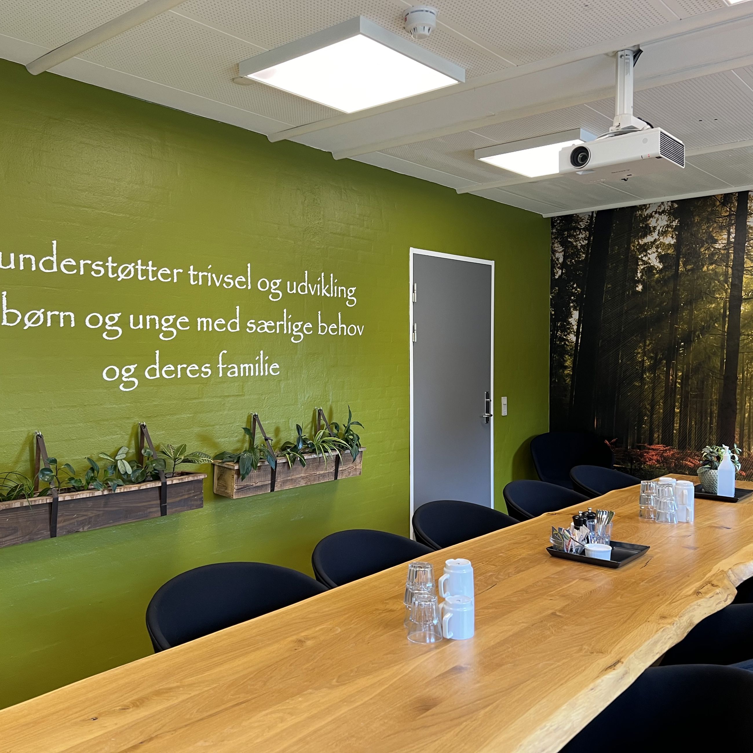 Danahus - fællesrum med langt bord og stole