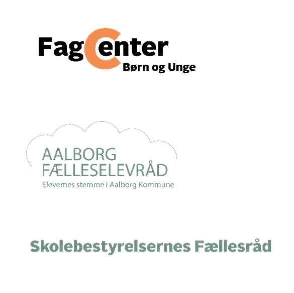 Logo for Fagcenter Børn og Unge, Aalborg Fælleselevråd og Skolebestyrelsernes Fællesråd