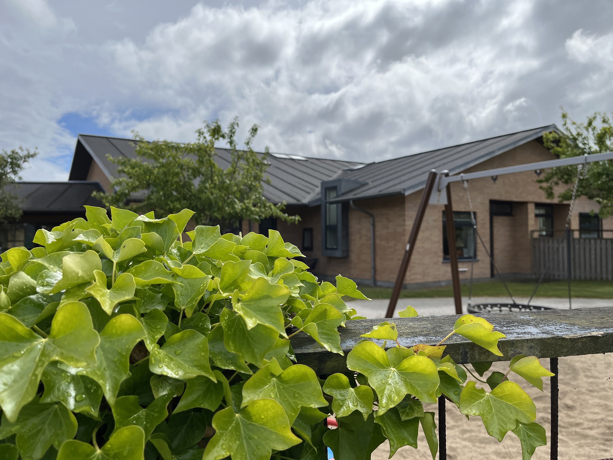 Hobitten bygningen med gynge foran