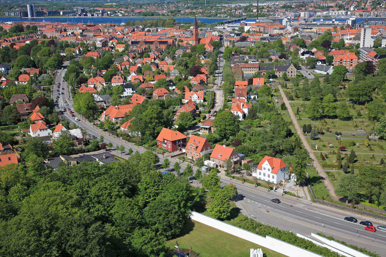 Aalborg centrum set fra fugle perspektiv